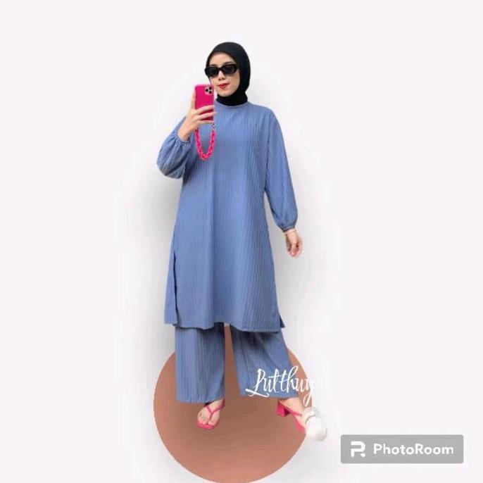 Girls- Onset Tunik Knit Hornet / Stelan Knit Terbaru / Set Tunik Atasan Cantik Celana Nyaman Panjang