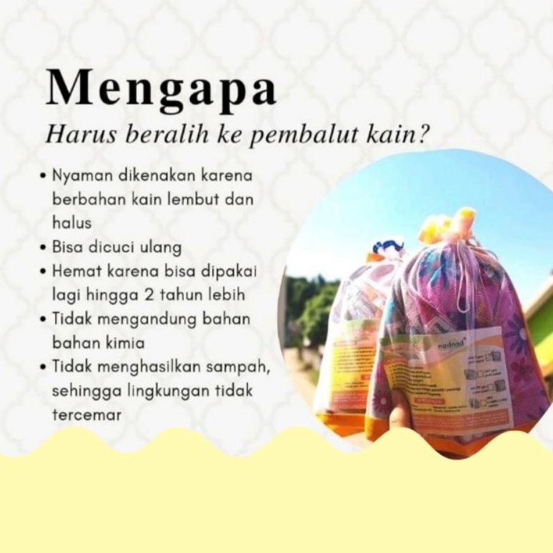 Nadnad Menspad Pembalut Kain Wanita Cuci Ulang Premium Original Night Alami Sayap