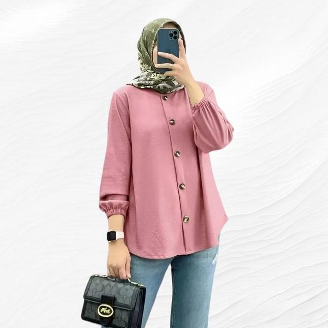 Girls- Kemeja Jumbo Ld120&105 Atasan Nita Hijab Karina Blouse Kekinian Blus Tshirt Muslimah Bahan Cr
