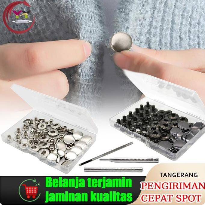 12 SET SET ALAT KANCING JEPRET 14MM/15MM KANCING JEPRET BESI/KANCING CETET/SNAP/KANCING BESI