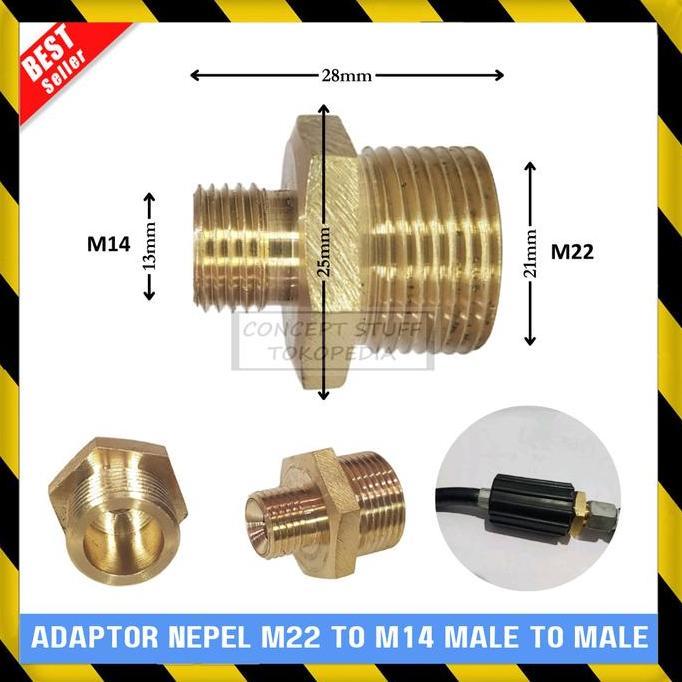 SAMBUNGAN KONEKTOR ADAPTOR NEPEL KONVERTER M22 TO M14 MALE TO MALE BEST QUALITY