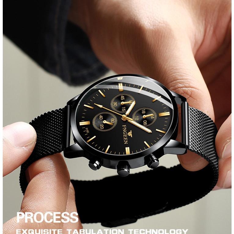 Original Fngeen 5128 Jam Tangan Pria Tipis  Rantai  Pasir Kasual Quartz Bercahaya Original Anti Air 