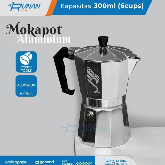 BERKUALITAS - Mokapot 300ml 6 Cup Moka Pot Alat Pembuat Espresso Maker Moka Pot 300