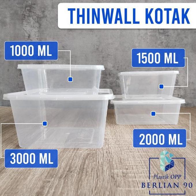 Pilihan - Thinwall Berlian Sq 2000Ml / Kotak Makanan Plastik 2000Ml / Thinwall Kotak 2000Ml