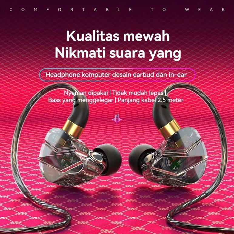 cuci gudang (hot)basike headset gaming kabel usb music bass earphone in ear mic noise reduction hd h