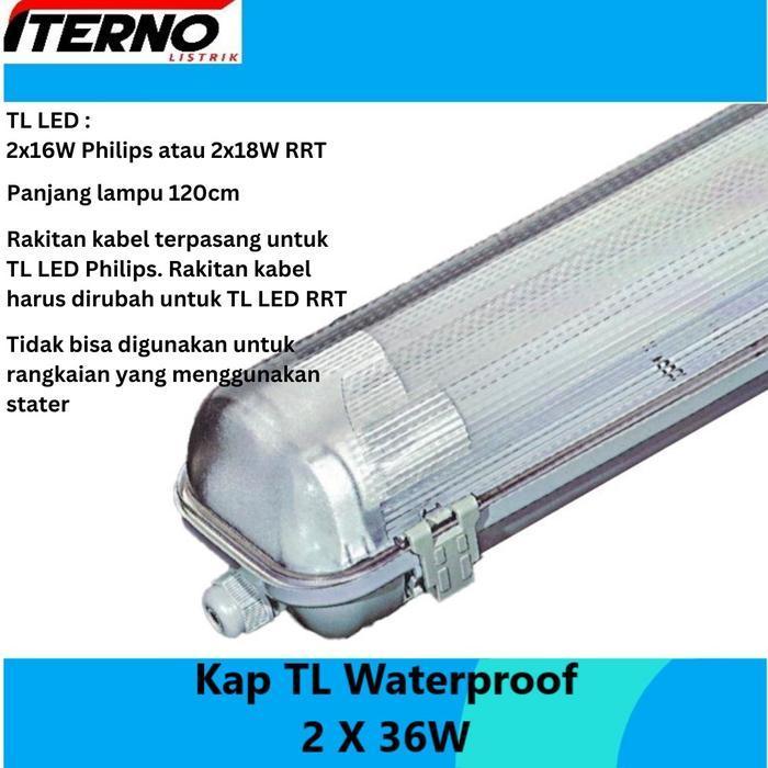 Kap Lampu Waterproof 2x36 2x36W TL LED 2x16W IP65