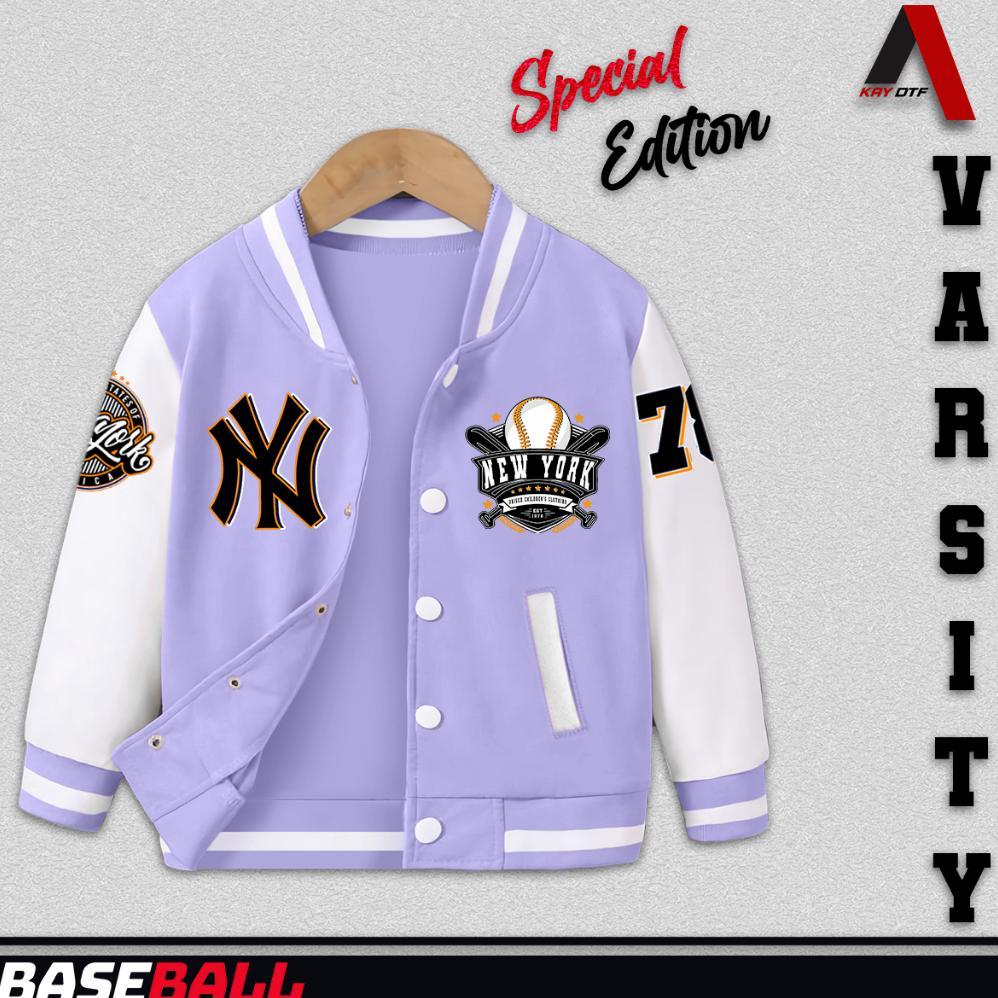 BIG SALE JAKET VARSITY LOGO NY BASEBALL ANAK LAKI LAKI PEREMPUAN USIA 2 - 13  TAHUN JACKET UNISEX TE