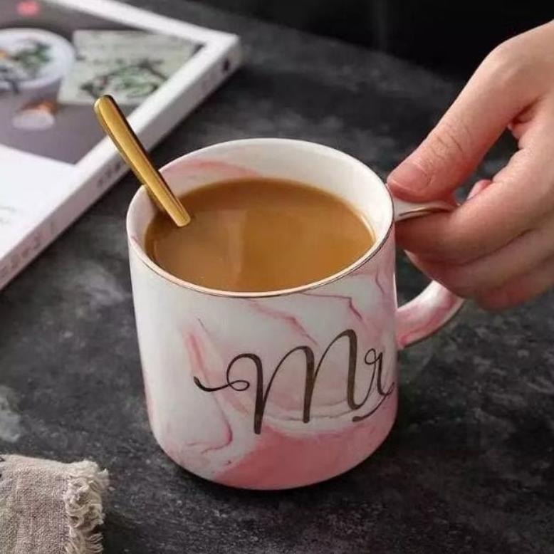 Diskon Gelas Marbel Keramik | Couple Gift Set Gelas Keramik Hampers Souvenir Mug Cangkir Cantik Pars