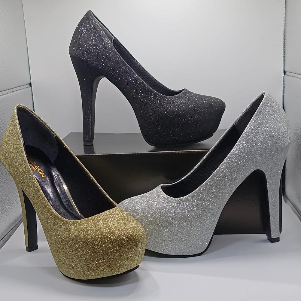 Favorit Sesepatu Pantofel Wanita Heel Tinggi 12Cm Bahan Glister Premium