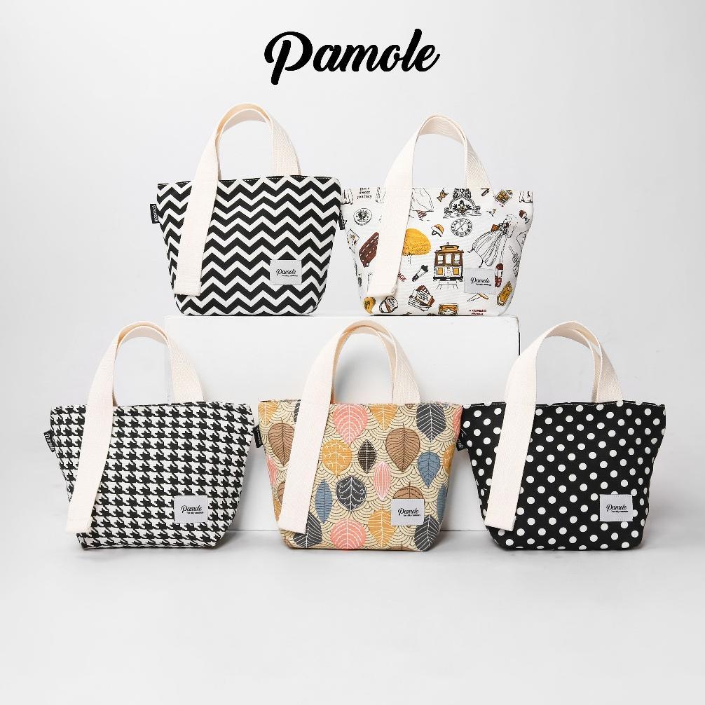 TERMURAH Pamole Pouch Travelling Mini Totebag Bahan Kanvas - Shara Series
