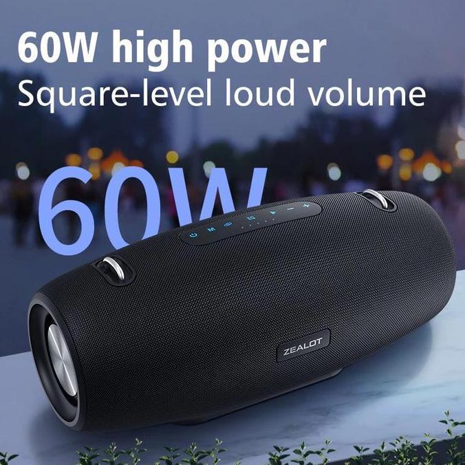 Speaker Bluetooth Portable Stereo Outdoor Waterproof 60W Hitam S67 S-67 Zealot