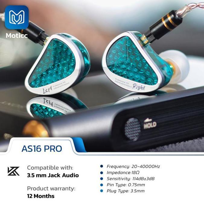 KZ AS16 Pro with Mic 16BA Balance Armature In Ear Monitor Earphone
