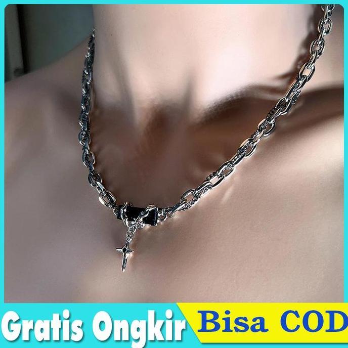 OCHACO Gelang Kalung Choker Salib Rantai Titanium Korea Chain Necklace