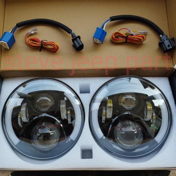 Headlamp lampu besar depan LED 7inch model JW speaker jeep wrangler JK