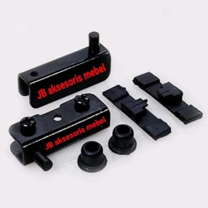 Engsel Jepit Penjepit Pintu Kaca 5 Mm Besi Hitam / Engsel Pivot Kaca T-86 (Perset)