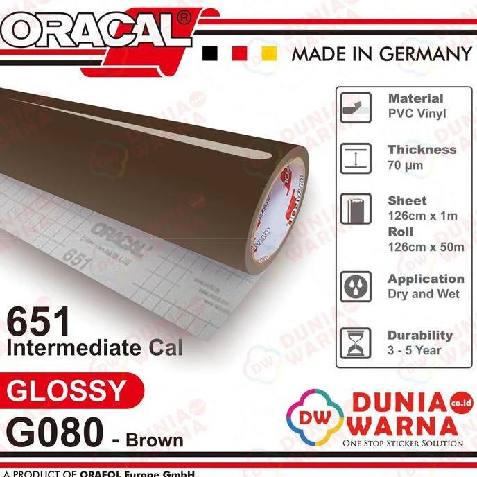 Termurah Oracal 651 080 Brown 651G Gloss 651M Matte (Doff) Sticker Vinyl Calendered Intermediate Cal