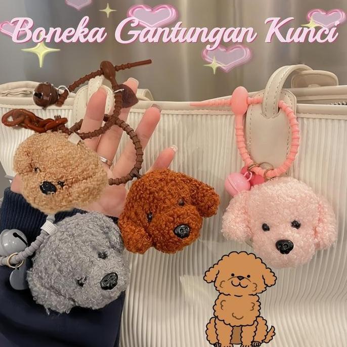 HATSUD Boneka Gantungan Kunci / Gantungan Tas / Gantungan HP Anjing Fluffy boneka  anjing