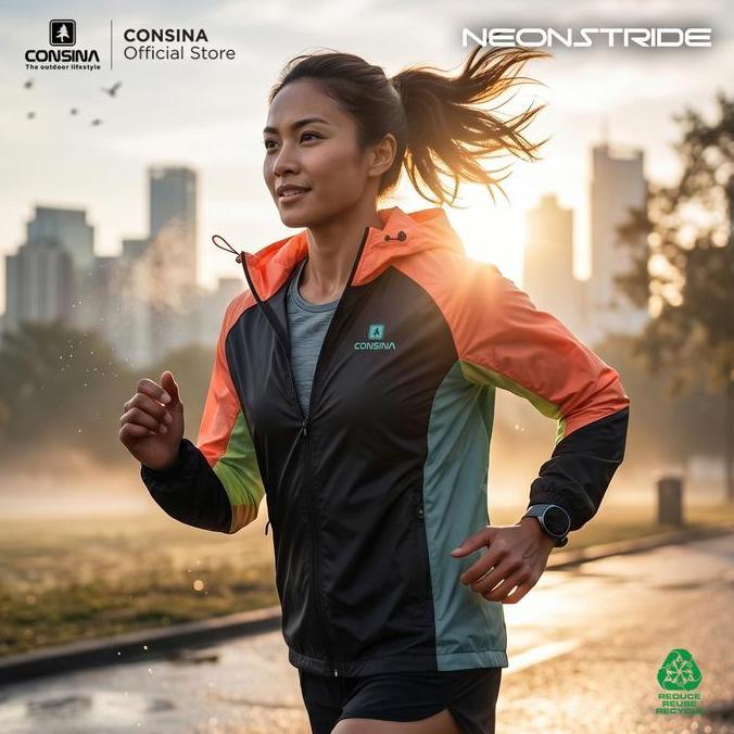 Consina NeonStride Jaket Windbreaker Packable Nylon | Outdoor Gunung Travel Running