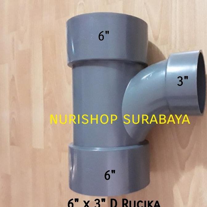 Large Radius Tee 6x3 / Tee way / Tee Y 90 derajat PVC RUCIKA 6" x 3" D