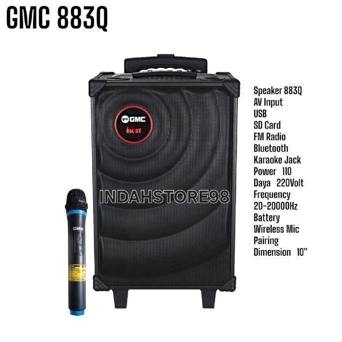 Speaker Portable 10 inc GMC 883Q Bluetooth Karaoke 1 Mic Wireless Orinal