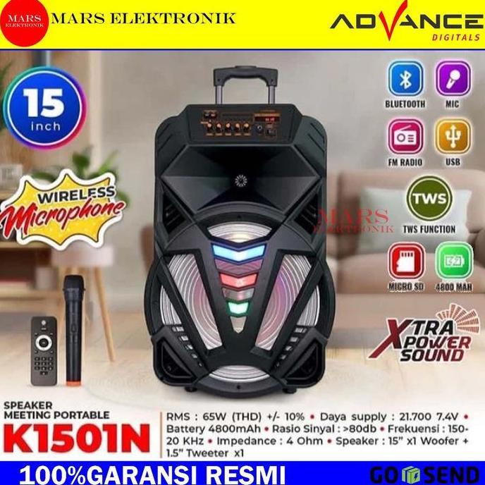 SPEAKER PORTABLE BLUETOOTH K1501 - TERMASUK MIC - 15 INCHI - PEGERAS SUARA SPEAKER MEETING - K 1501 