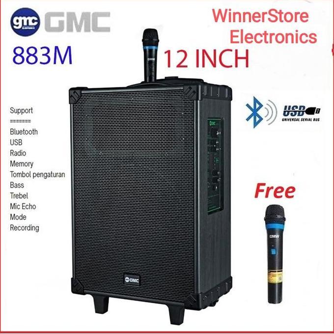 New Speaker Portable GMC Bluetooth JUMBO 12"inchi+1Mic *MEDAN*