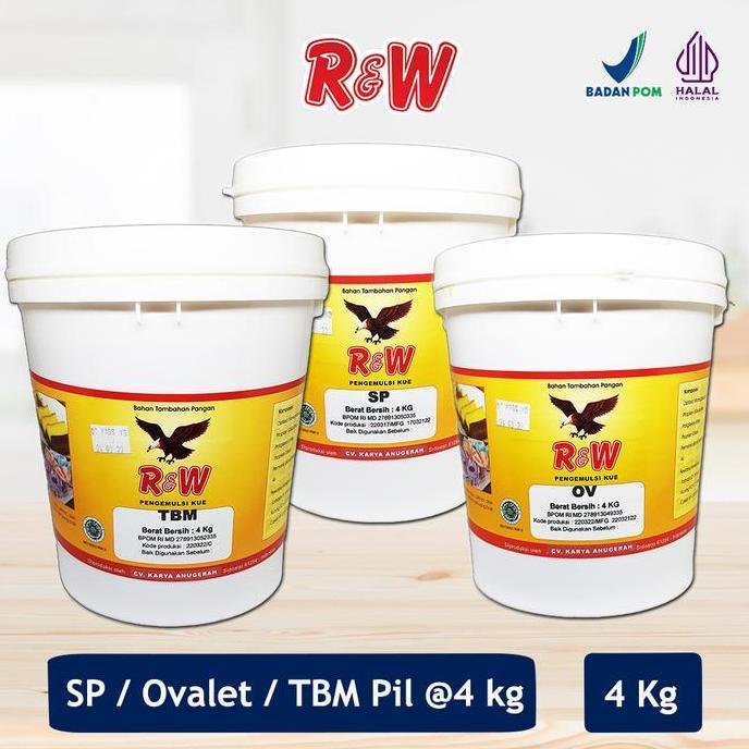 R&W Rajawali Emulsifier SP Ovalet TBM 4 Kg Pengemulsi Kue Cake Baking Brownies Bolu Halal Food Grade