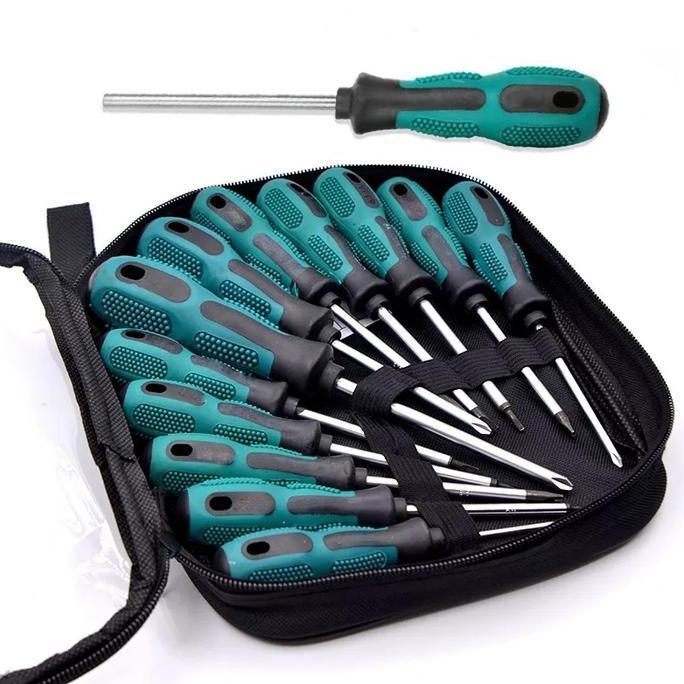 Set Obeng Magnetik Multifungsi 13, 10, 9, 6 In Obeng Profesional Plus, Minus, Tipe Y, U, Segitiga Ob