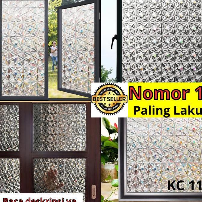 Star- Sunblast Sanblas Sticker Kaca Stiker Kaca Motif Bunga Lotus Bambu Bata Mozaik Llpaper Pintu Je
