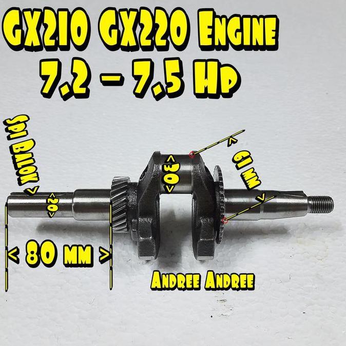 HARGA DISC - GX-210 GX-220 Crankshaft Kruk As Engine Honda GX210 GX220 7.2 - 7.5 Hp