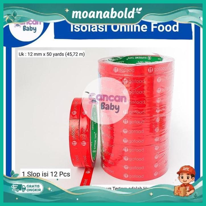 Isolasi Printing Gofood 12Mm X 50Yard Lakban Selotip Makanan Online Food New Arrival