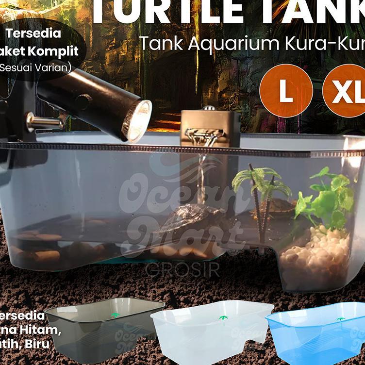 Turtle Tank Size L Xl Bak Ember Rumah Kandang Vivarium Aquarium Kura Reptile Tempat Basking Torto Ku