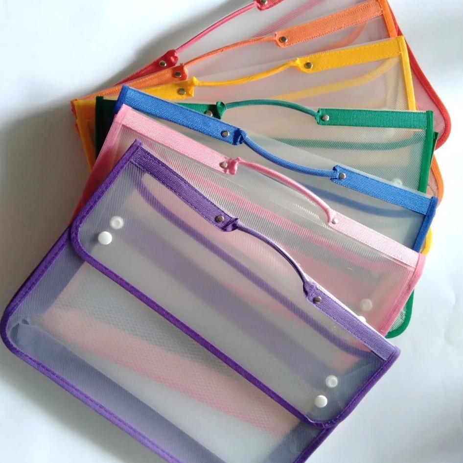 (1 Pak) Map Kancing Plastik Map Zipper Kantor / Sekolah Ukuran F4/Folio 1 Lusin Map Kancing Plastik