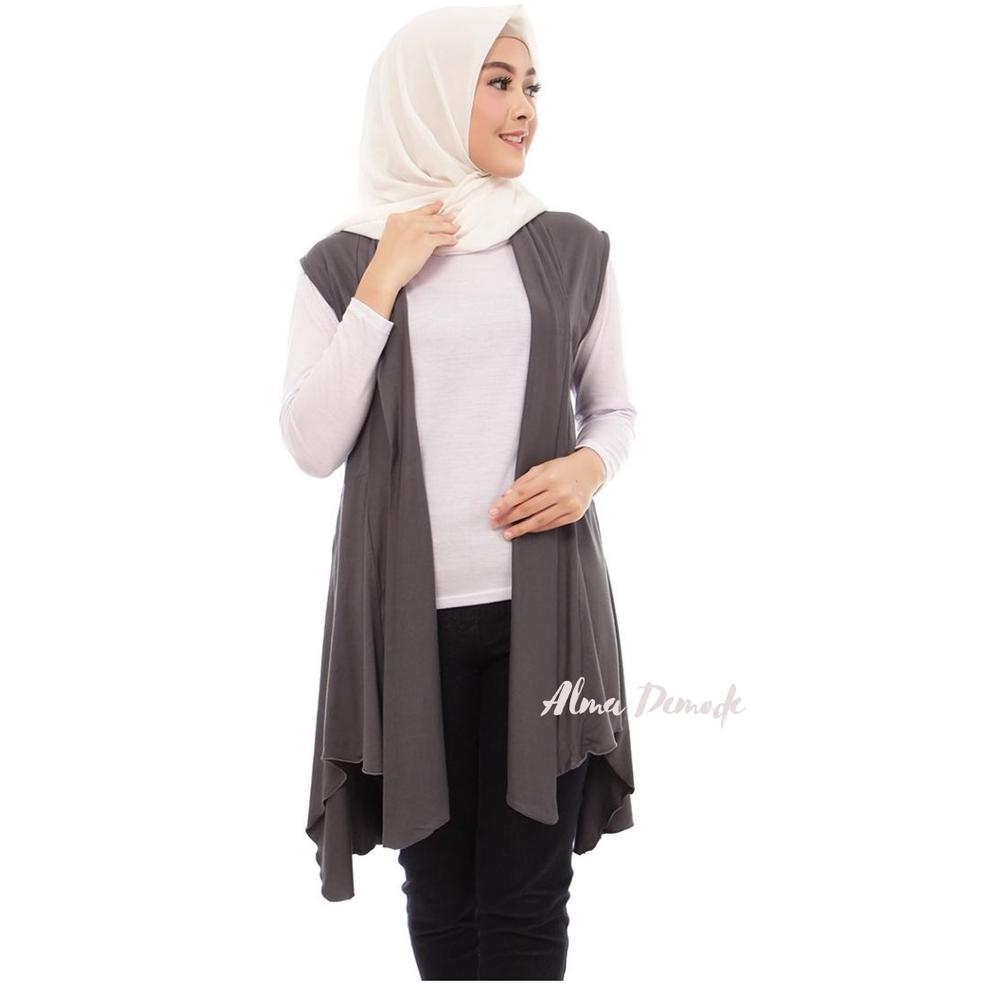Rompi Cardigan Wanita Saskia, Kardigan Tanpa Lengan, Outer Muslimah