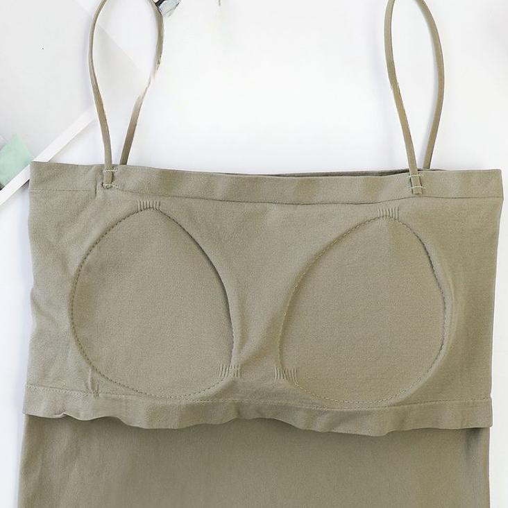 TERBARU NICEFACE - Tanktop Bra With Cup Tank top Basic Wanita Square spaghetti Crop top