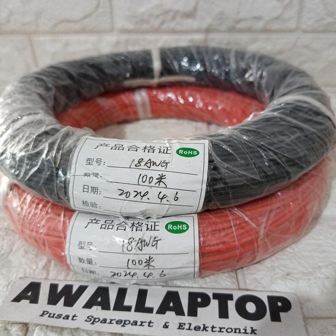 Kabel Silikon Lentur 18Awg Silicone 200C Awg18 Awg 18 Merah Hitam