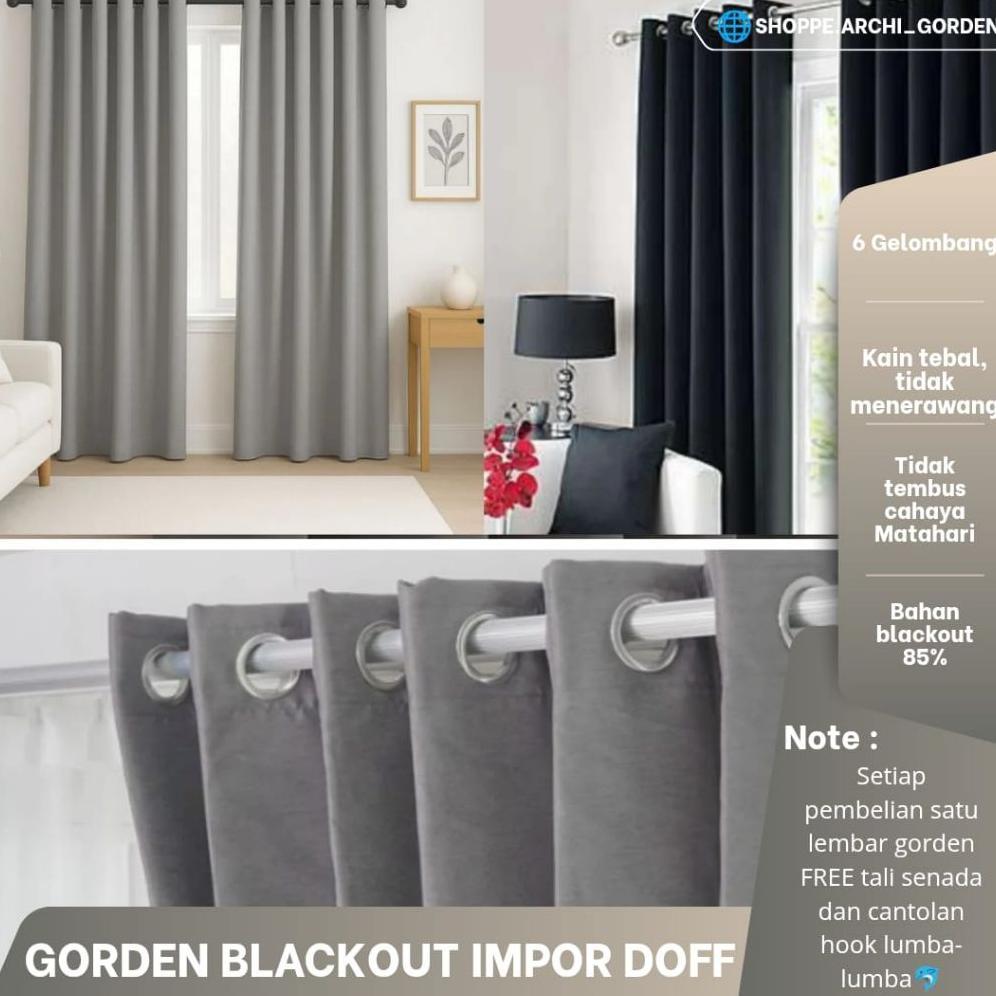 GORDEN BLACKOUT IMPOR PREMIUM BERKUALITAS TEBAL / GORDEN BLACKOUT POLOS  / GORDEN BLACKOUT PREMIUM