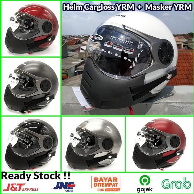 Paket Helm Cargloss YRM Ghotic + Masker PU YRM ( Mask / Bogo / Retro )