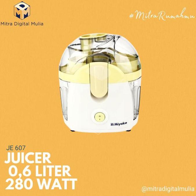 Miyako JE607 Juicer Pengejus Buah dan Sayuran 0.6 Liter Pisau Stainless Steel Anti Karat Wadah Plast