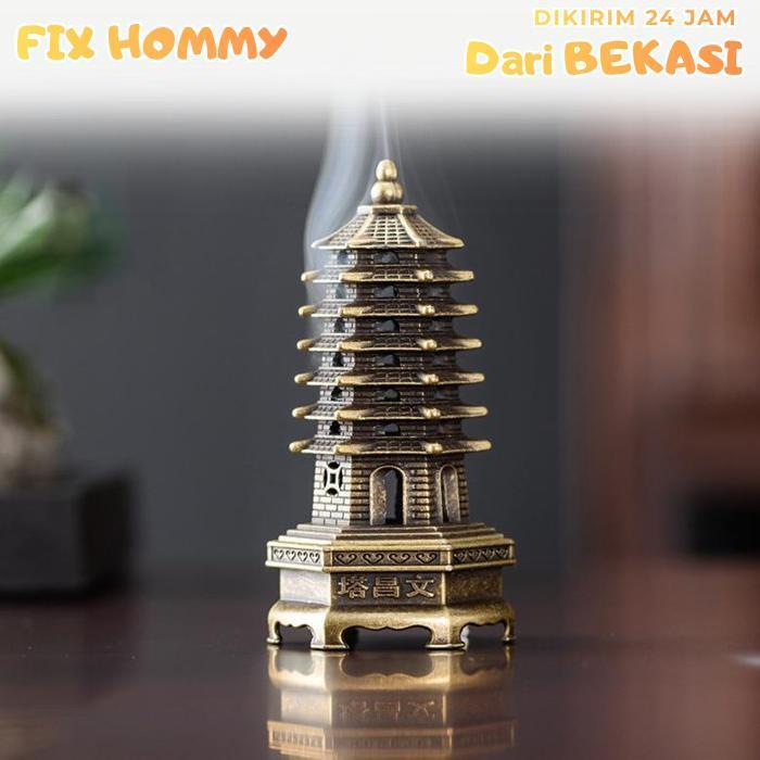 FXMY Pembakar Dupa Wadah Bakar Dupa Tempat Pembakaran Dupa Bentuk Menara Kuno Tempat Bakar Bukhur Ae
