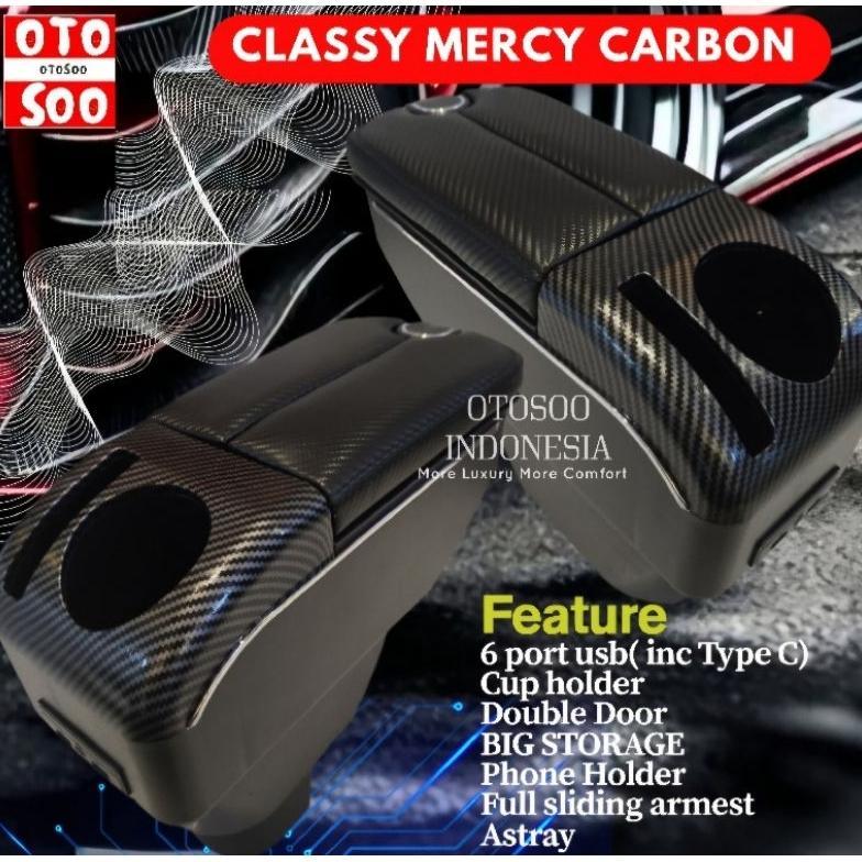 Armrest Mobilio Brio Brv Carbon Style -Console Box Usb Brv Mobili Brio-Brio Satya