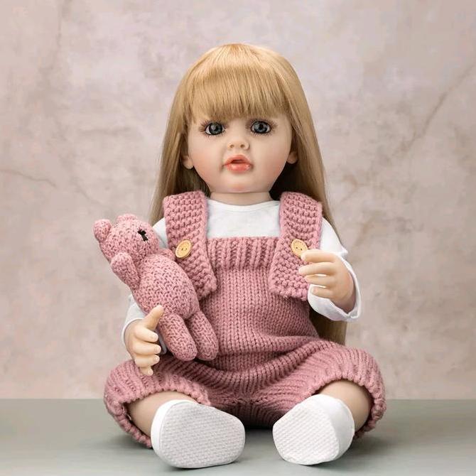 Boneka Reborn Baby Dolls Girl Real Life Newborn Baby Dolls Realistic Looking Brown Long Hair Girl Al