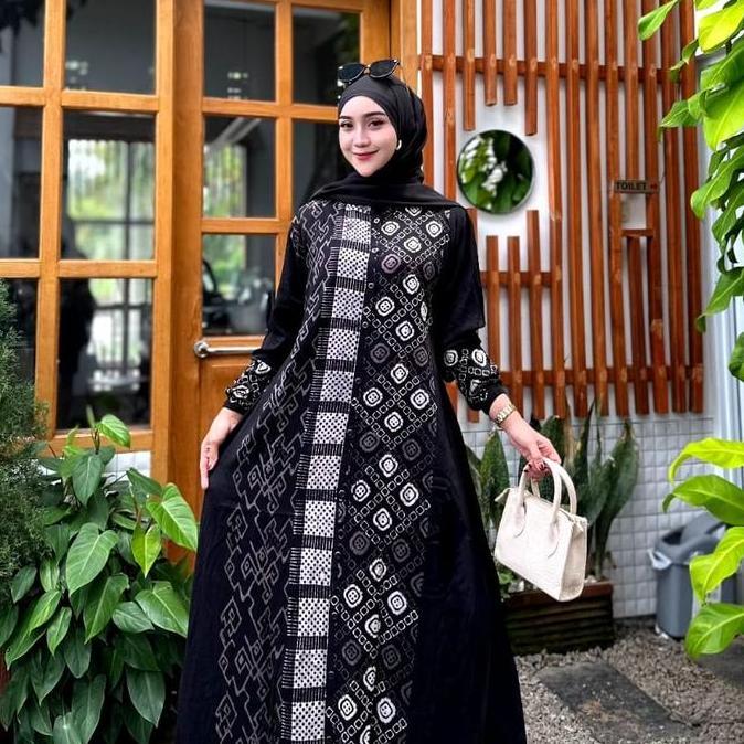 Arsy- Naya Batik - Gamis Twill Terbaru Berkualitas Cap Malaman Motif Garis Meh Bukan Sablon Motif Gu
