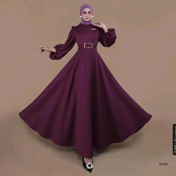 Arsy- Anna Dress Nita Muslim Kondangan Hijab Nafa Collection Gamis Merah Scuba