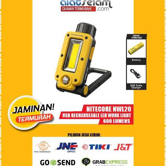 HARGA DISC - Senter Nitecore NWL20 Triple Output USB-C Rechargeable LED Work Light / Senter Camping 