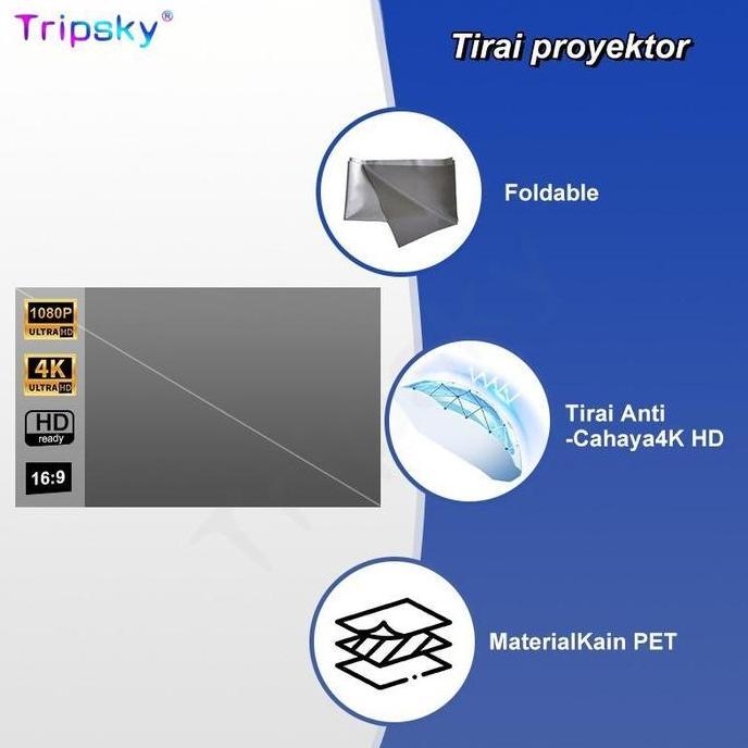 Tripsky Proyektor Layar Tancap, Led Projector Proyektor Mini Untuk Mengajar Nonton Film di Rumah Jad