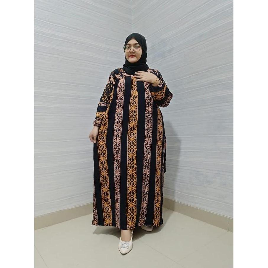 Arsy- Gamis Batik Motif Qonita Ld 120 Pb 135 Muslim Nita Syari Dress Desa Rayon