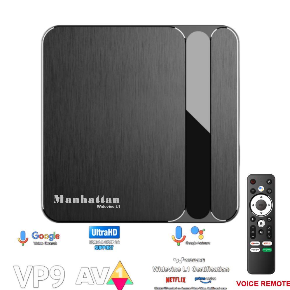 NEW DEALS Manhattan Android tv box stb OS11 remot voice google asistant karaoke 2G Ram16G Rom windev
