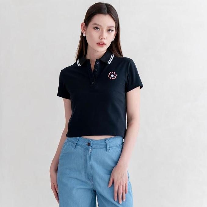 MISS 80 Chelsea Polo Shirt Kaos Polo Motif Bunga Wanita