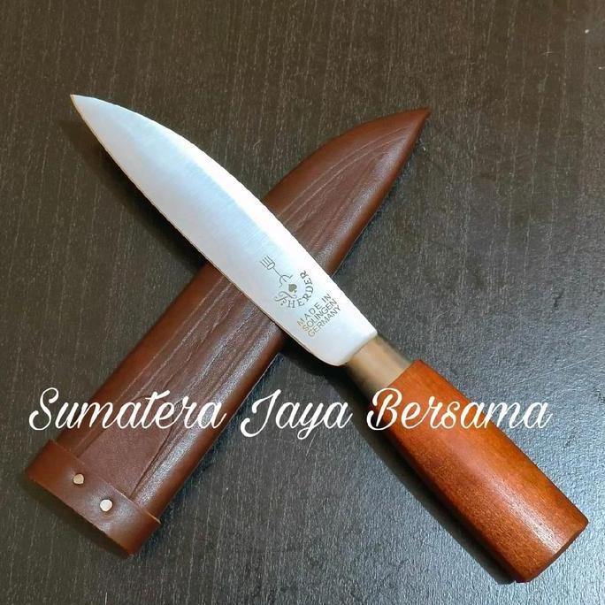 Pisau cap Garpu 5" Original + Sarung Kulit Sapi Asli 5 inch HERDER